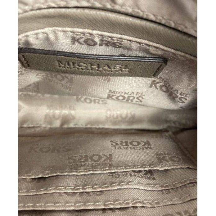 Michael Kors Taupe Quilted Crossbody Bag With Gold Accents & Chain Strap