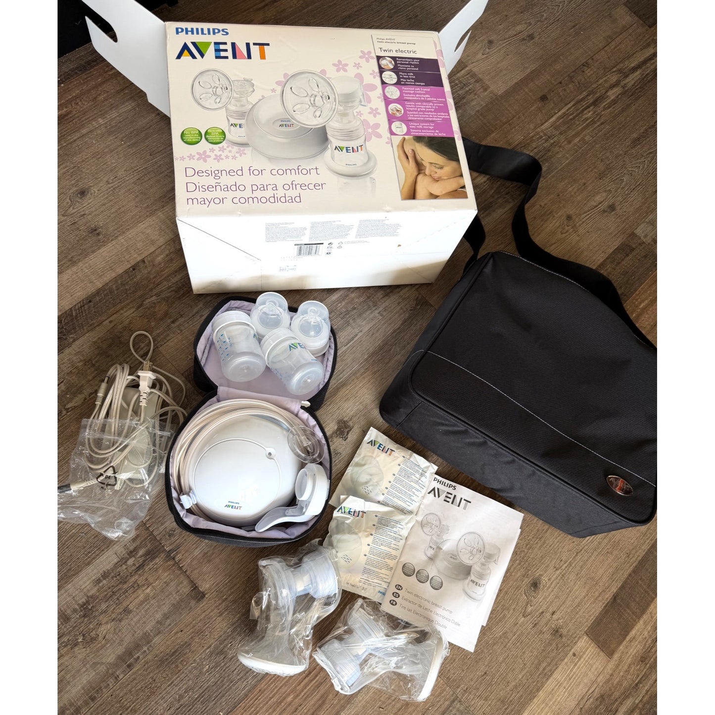 Philips Avent Twin Electric Breast Pump With Accessories & Carrying Bag