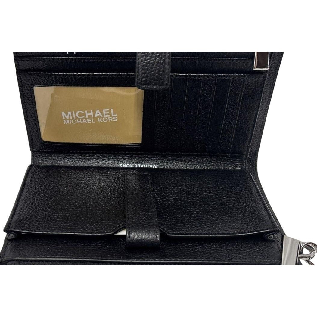Michael Kors Black Pebbled Leather Wristlet Wallet