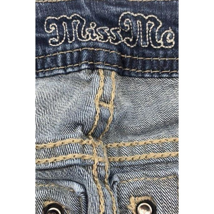 Miss Me Mid-Rise Easy Skinny Distressed Embellished Jeans Size 26 Dark Wash Womens Denim Pants