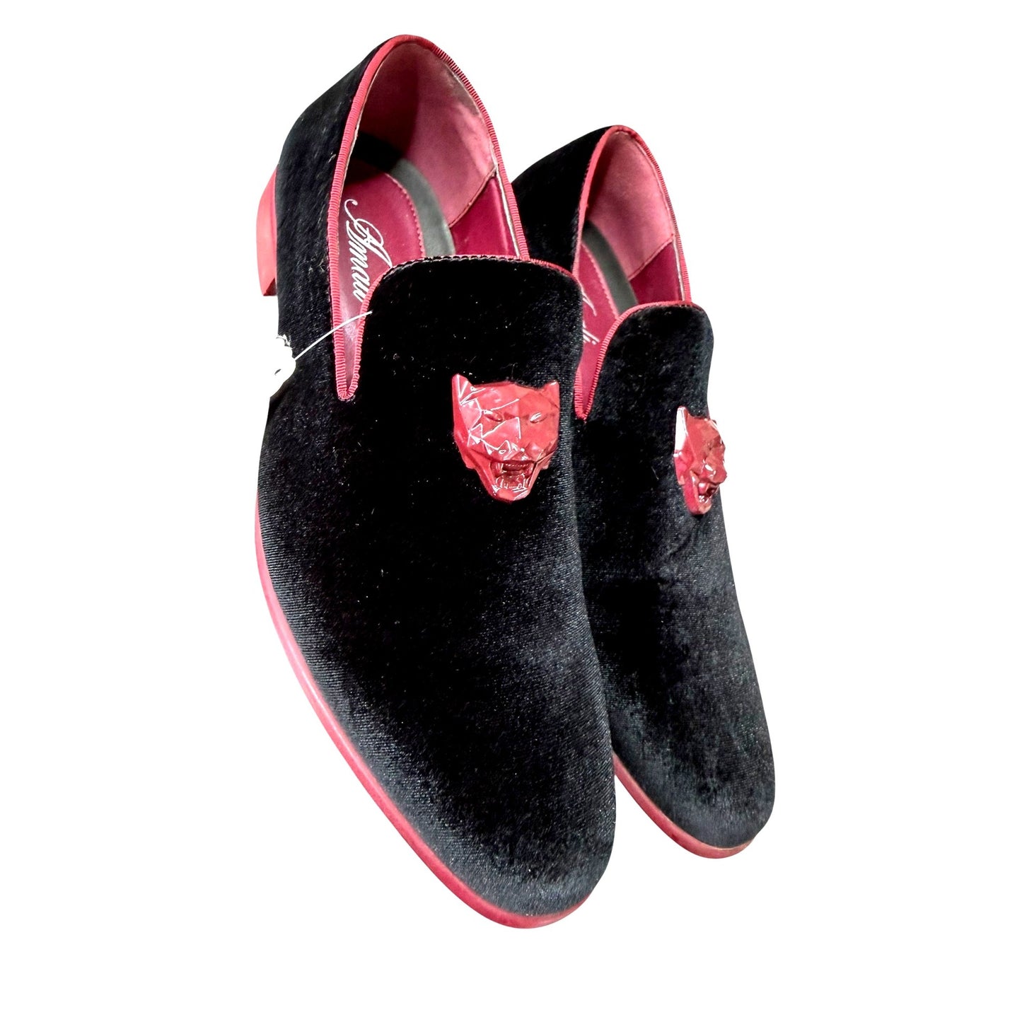 Amali Men's Velvet Slip-On Loafers Panther Detail Size 10.5
