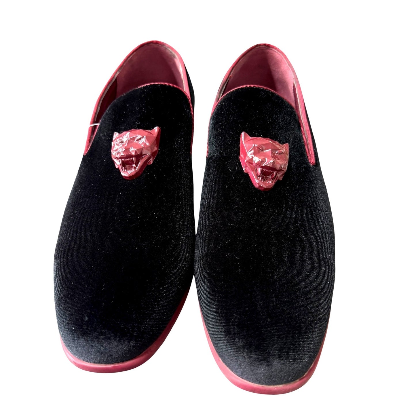 Amali Men's Velvet Slip-On Loafers Panther Detail Size 10.5