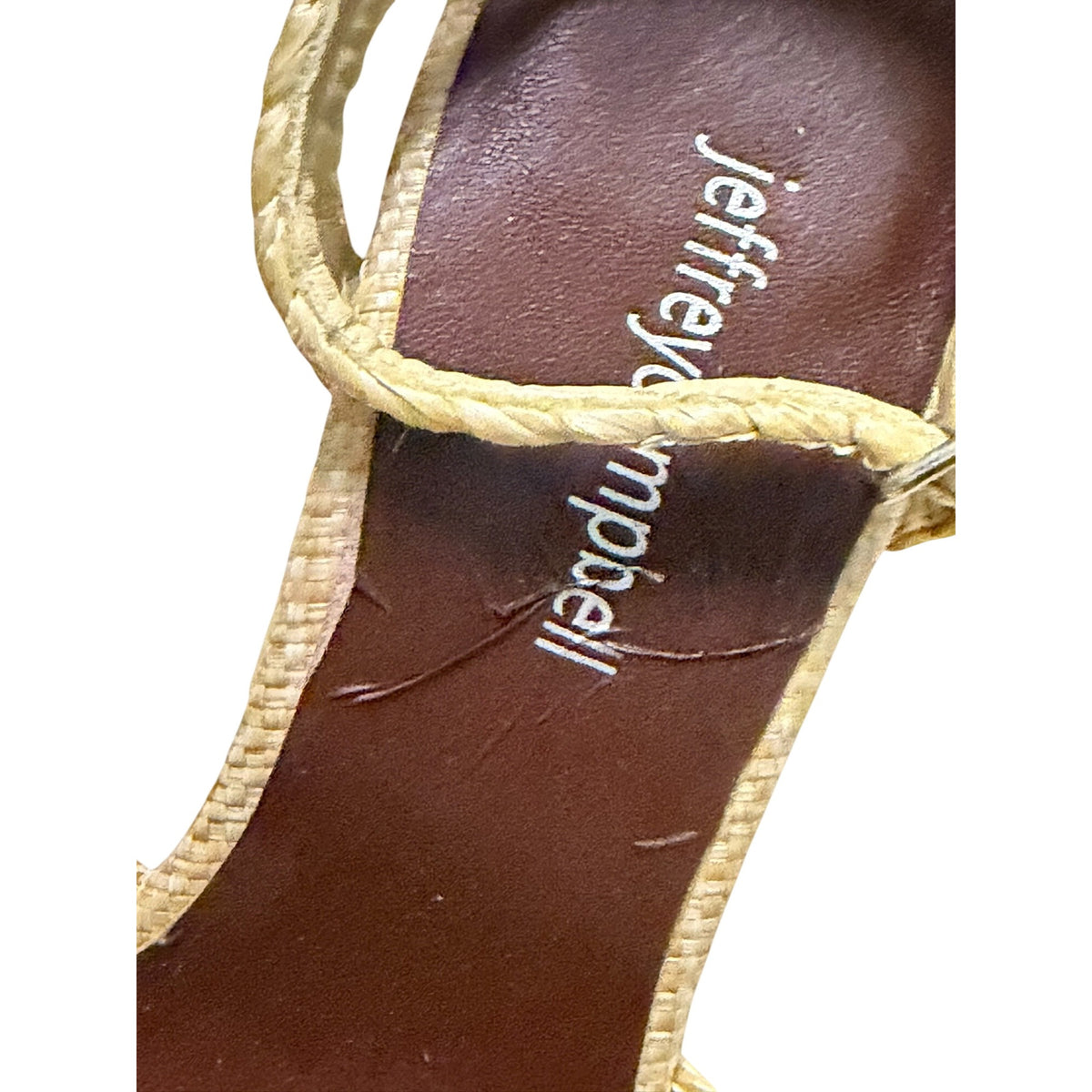 Jeffrey Campbell Yawl Platform Heeled Sandal in Natural Raffia Size 9