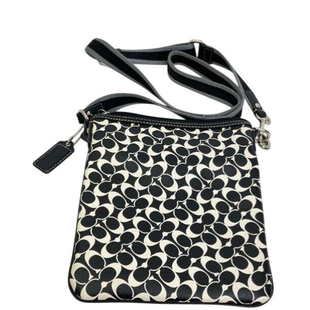 Coach Signature Leather Crossbody Bag With Adjustable Strap & Magnetic Snap Closure