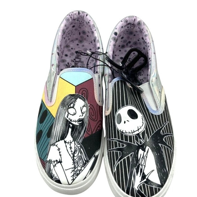 Disney's The Nightmare Before Christmas Slip-On Sneakers Jack & Sally Size 8 NWT