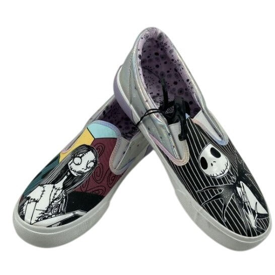 Disney's The Nightmare Before Christmas Slip-On Sneakers Jack & Sally Size 8 NWT