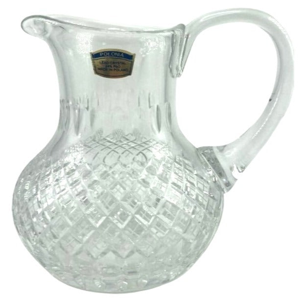 Polonia Clear Lead Crystal Pitcher Made In Poland