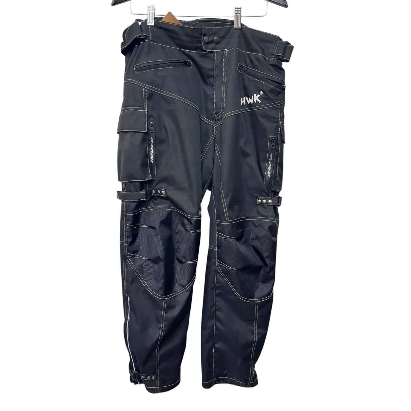 HWK Men's Motorcycle Pants XL 30" Inseam Black Waterproof Riding Gear With Armor Protection