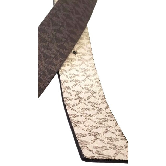 Michael Kors Women's Reversible Belt Vanilla/Brown 42" Gold Buckle