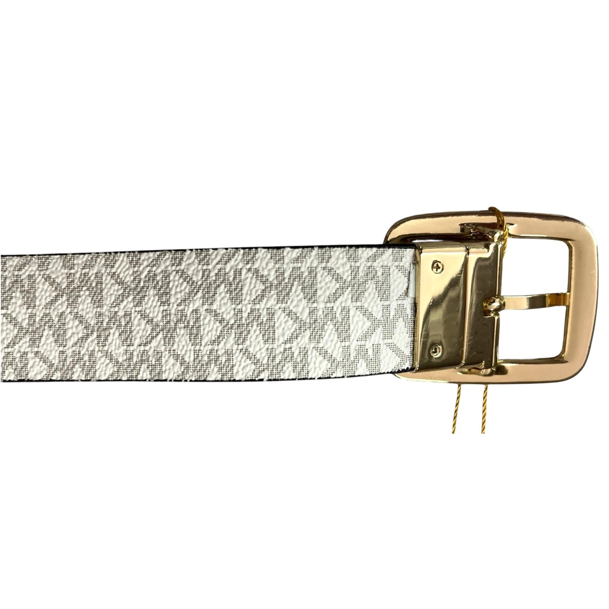 Michael Kors Women's Reversible Belt Vanilla/Brown 42" Gold Buckle
