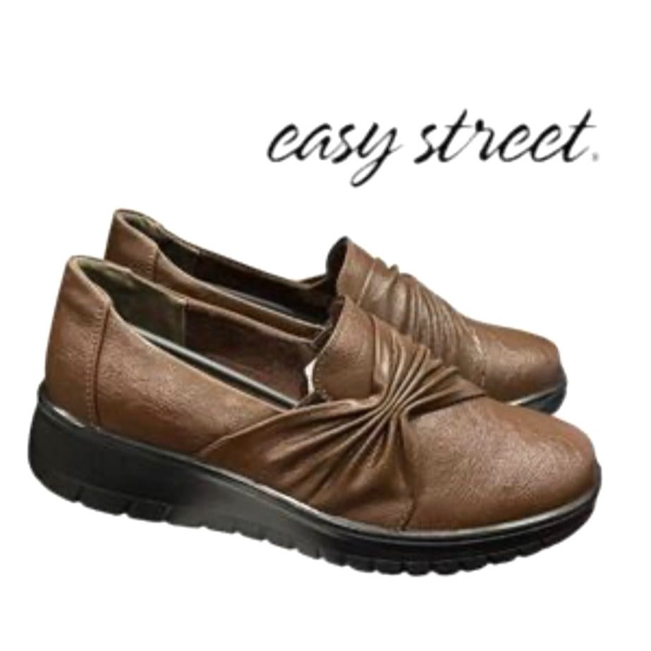 Easy Street Women's Comfort Loafers Brown Size 9M Faux Leather NWOB