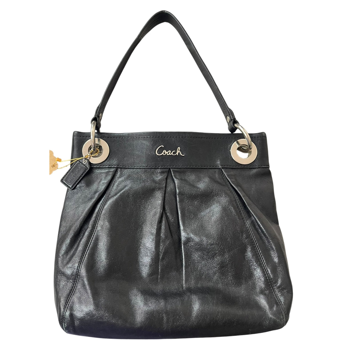 Coach Ashley Leather Hippie Pleated Shoulder Bag