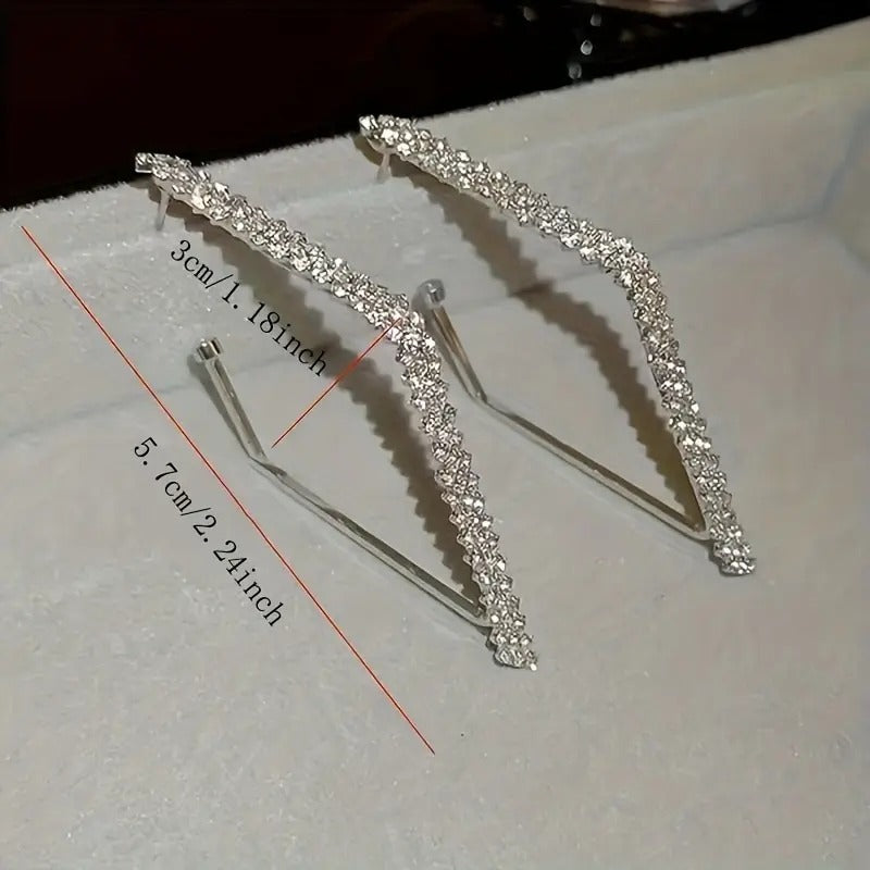 Gold Tone Rhinestone Zigzag Drop Earrings