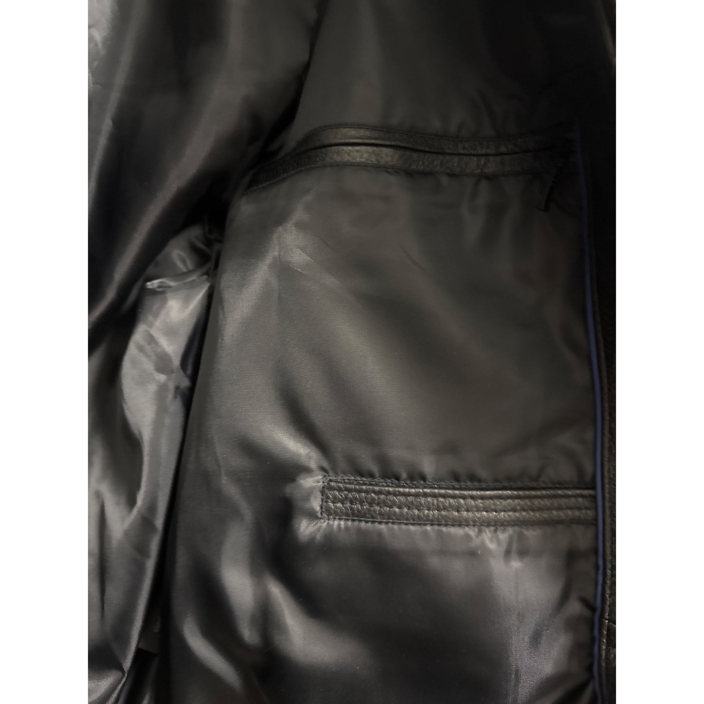 Roundtree & Yorke Men's Premium Leather Jacket Black Genuine Lambskin Size L