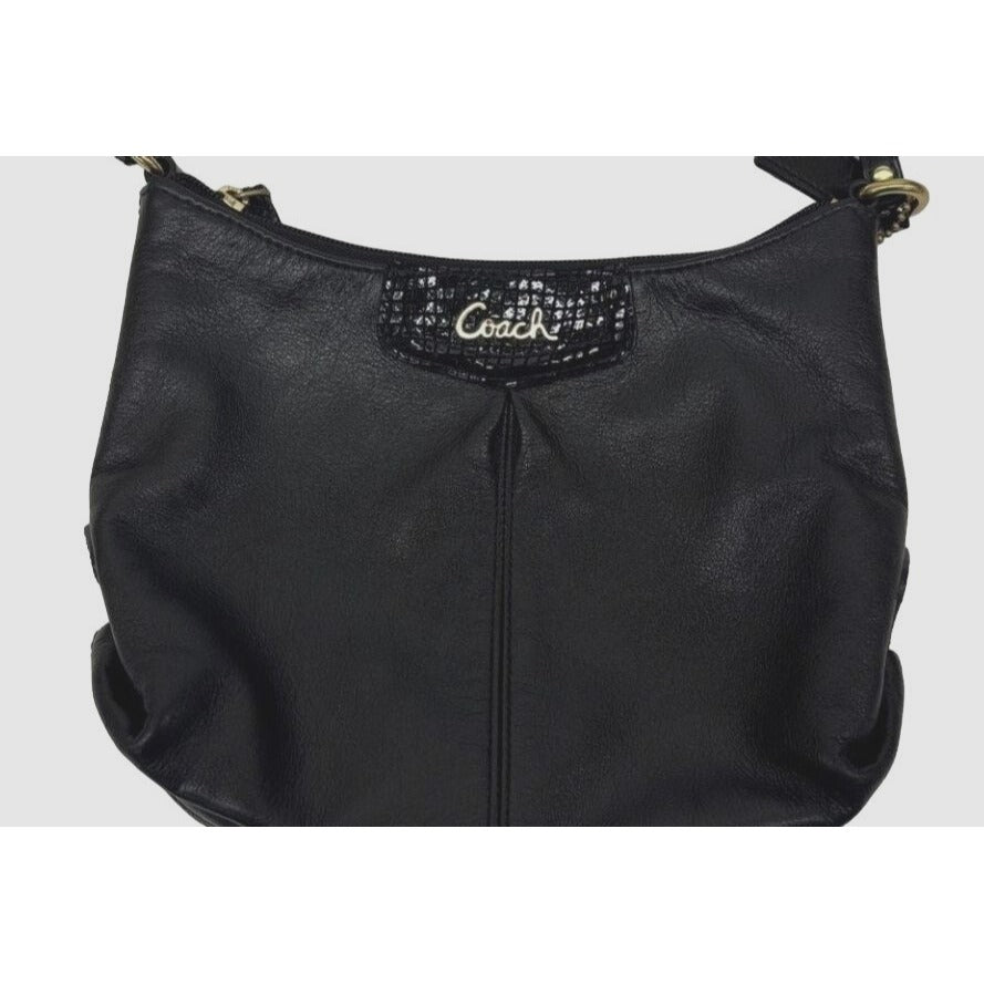 Small Black Coach Crossbody With Snakeskin Accents