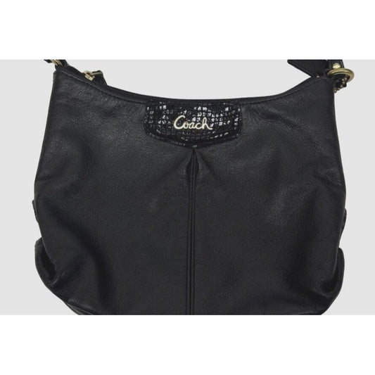 Small Black Coach Crossbody With Snakeskin Accents