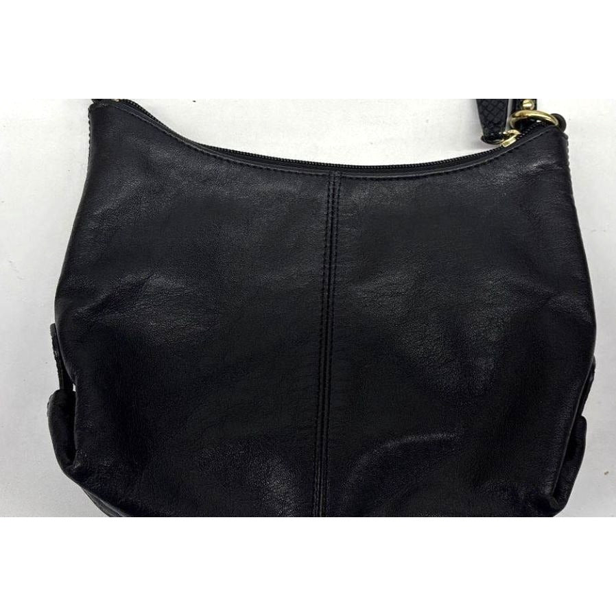 Small Black Coach Crossbody With Snakeskin Accents