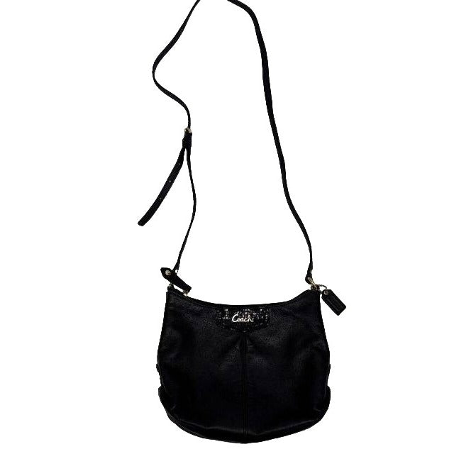 Small Black Coach Crossbody With Snakeskin Accents