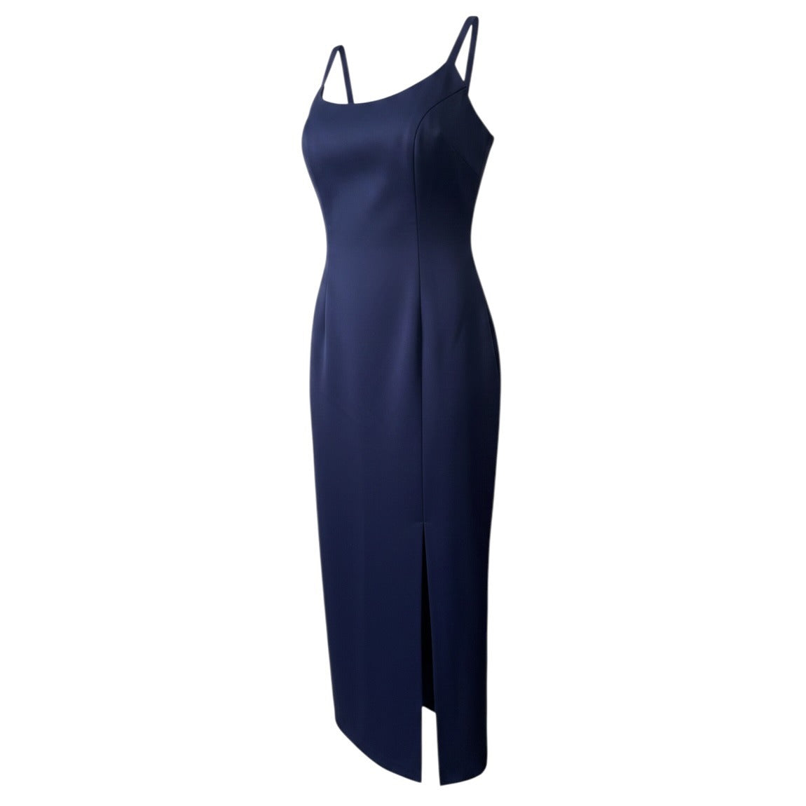 Alex Evenings Women's Navy Blue Sleeveless Sheath Dress With Side Slit Size 10