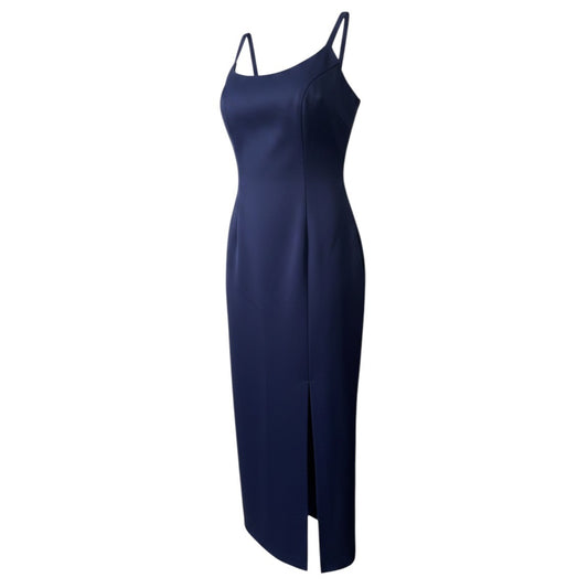 Alex Evenings Women's Navy Blue Sleeveless Sheath Dress With Side Slit Size 10