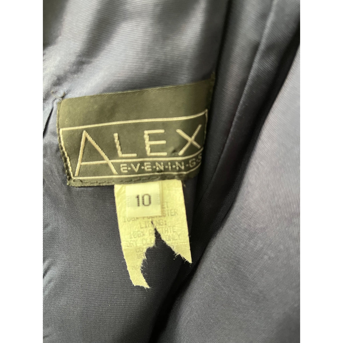 Alex Evenings Women's Navy Blue Sleeveless Sheath Dress With Side Slit Size 10