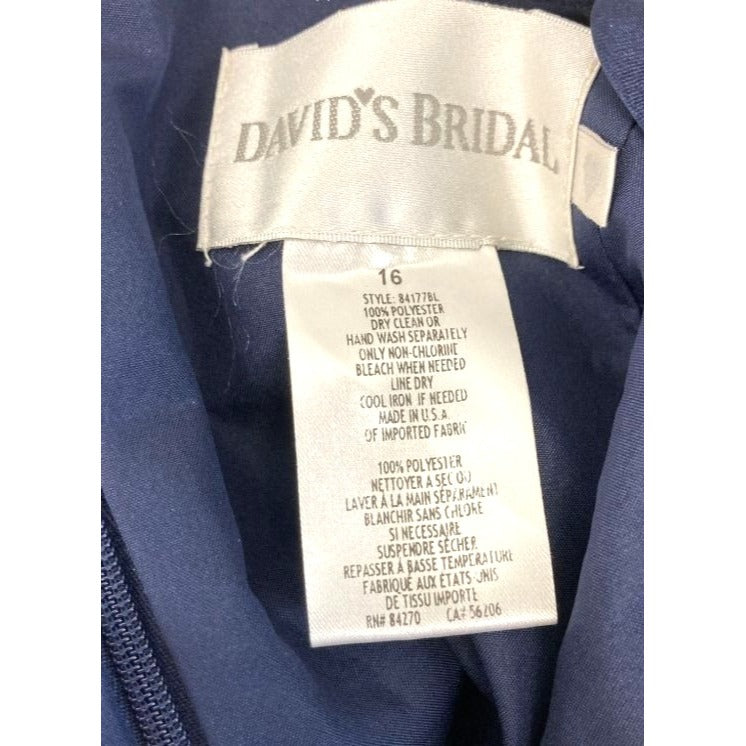Davids Bridal Marine Short Bridesmaid Dress Size 16 MSRP $139 NWT