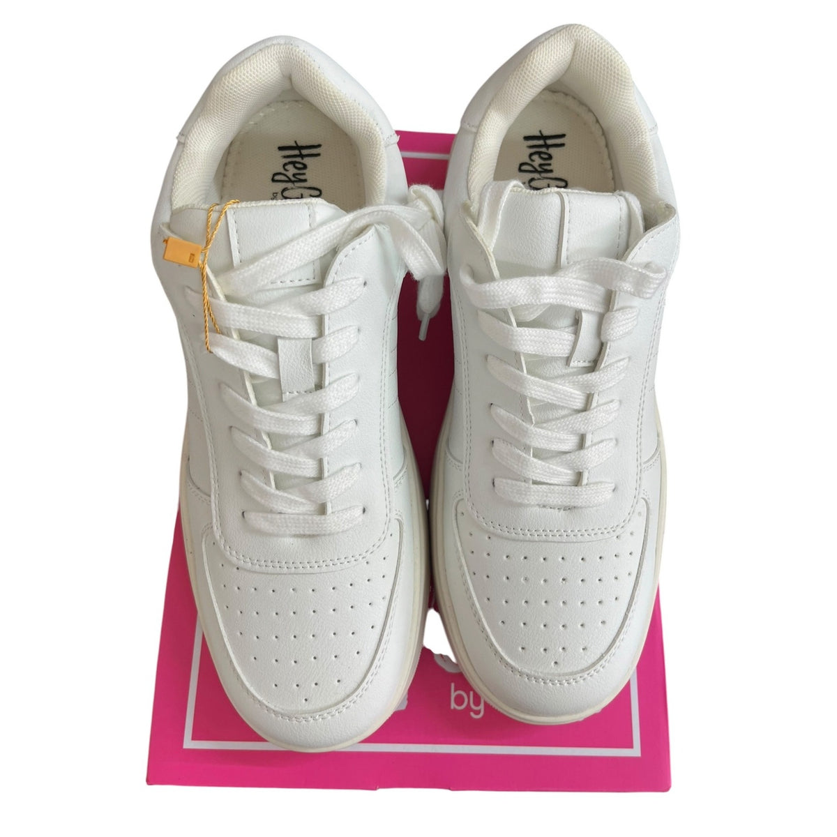 Hey Girl By Corkys Pregame White Lace-Up Sneakers Size 10 New In Box