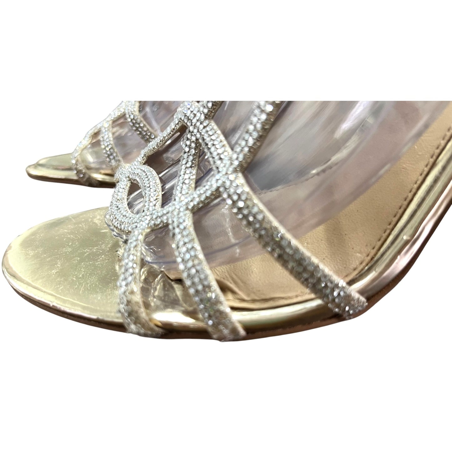 Jewel Badgley Mischka Gold Heeled Sandals SZ 9