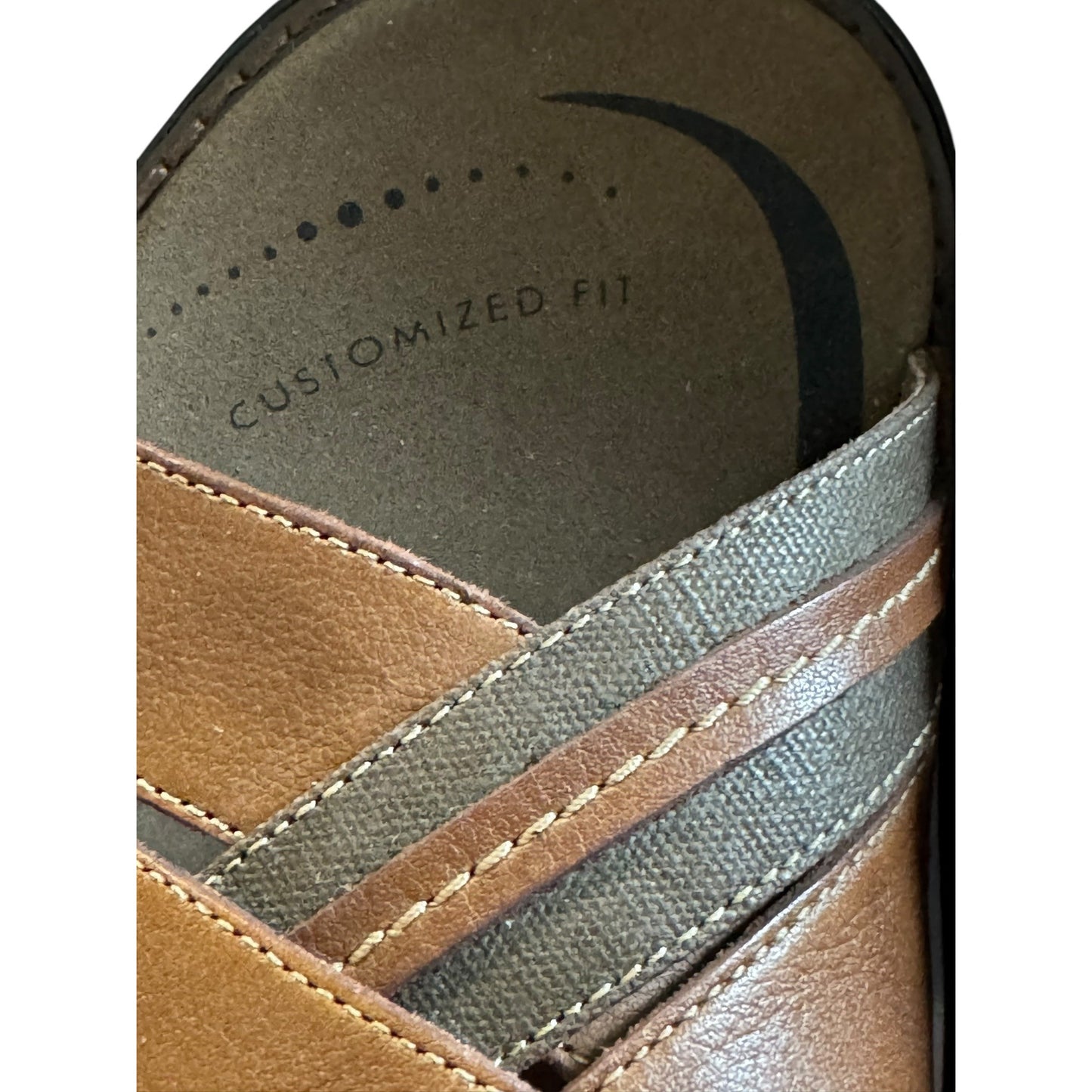 Abeo Bio-System Men's Brown Leather Slip-On Sz 11 Sandals With Arch Support & Cushioned Footbed