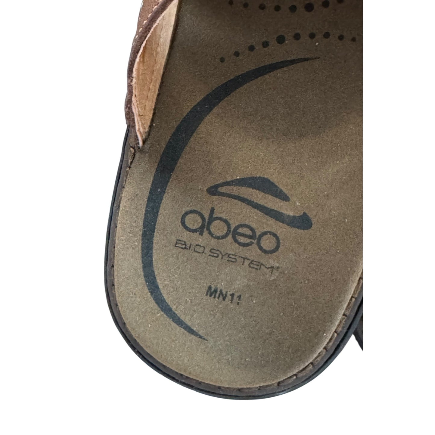 Abeo Bio-System Men's Brown Leather Slip-On Sz 11 Sandals With Arch Support & Cushioned Footbed