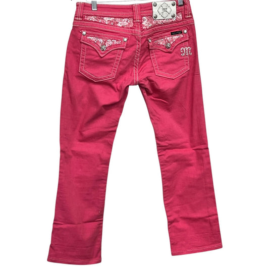 Miss Me Pink Mid-Rise Embellished Jeans Size 28