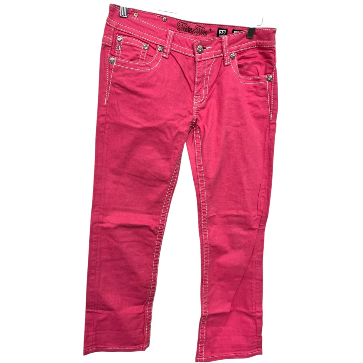 Miss Me Pink Mid-Rise Embellished Jeans Size 28