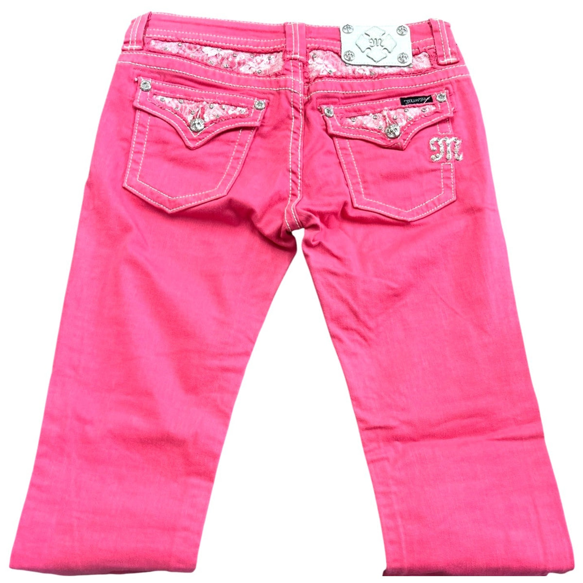 Miss Me Pink Mid-Rise Embellished Jeans Size 28