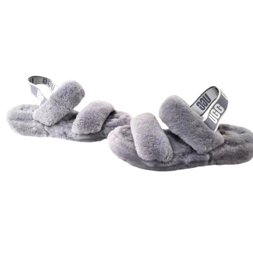 Ugg Women's Size 7 Fluff Yeah Slide Slippers Gray