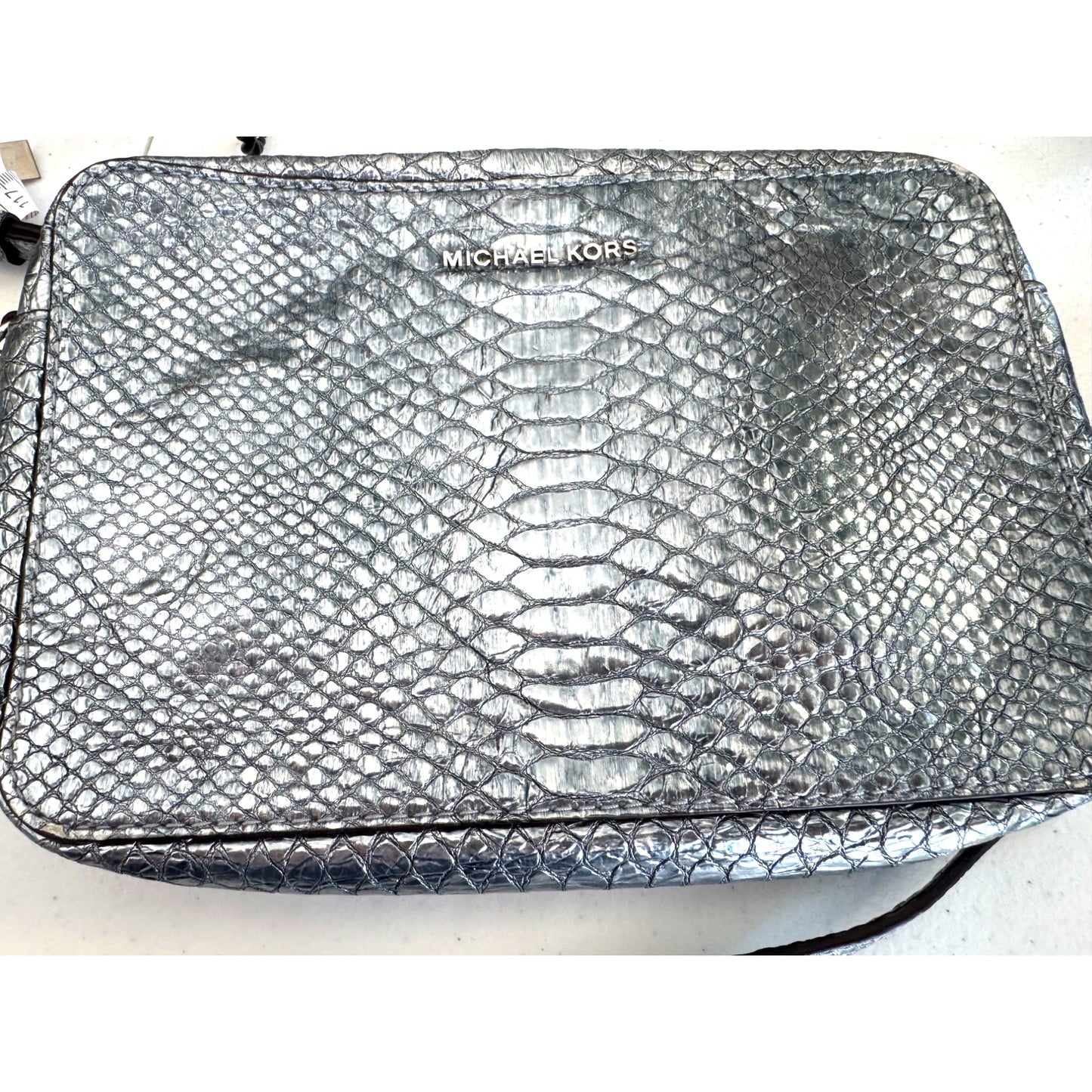 Michael Kors Metallic Snakeskin Crossbody Bag With Adjustable Strap & Chain Detail