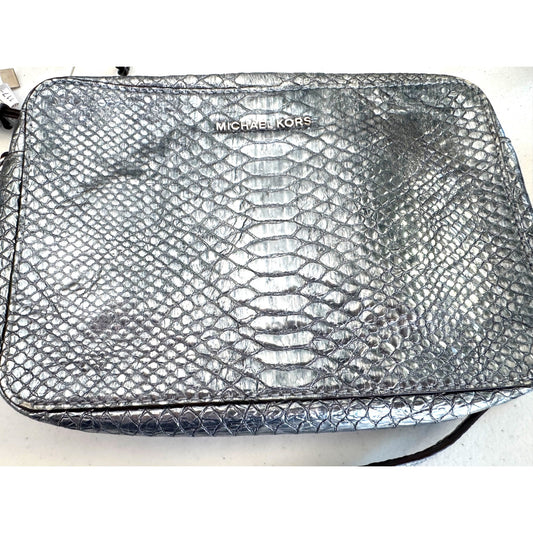 Michael Kors Metallic Snakeskin Crossbody Bag With Adjustable Strap & Chain Detail