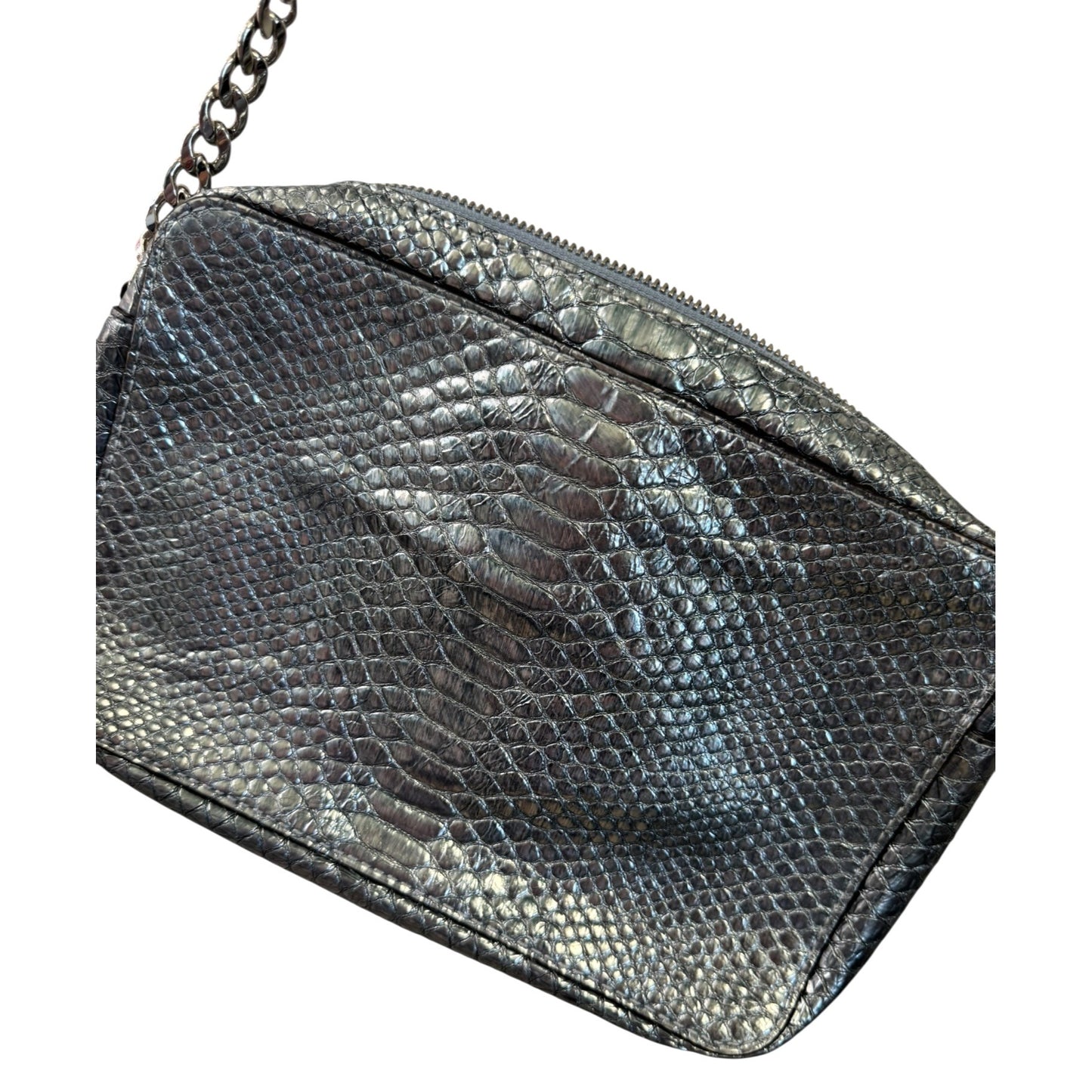 Michael Kors Metallic Snakeskin Crossbody Bag With Adjustable Strap & Chain Detail