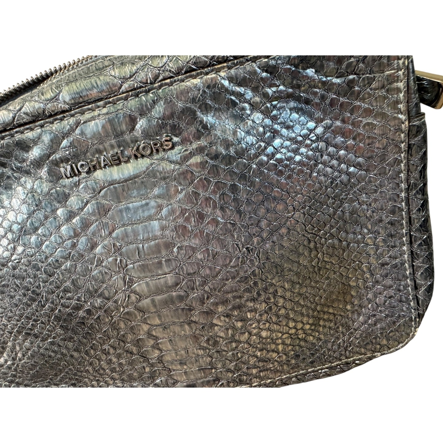 Michael Kors Metallic Snakeskin Crossbody Bag With Adjustable Strap & Chain Detail