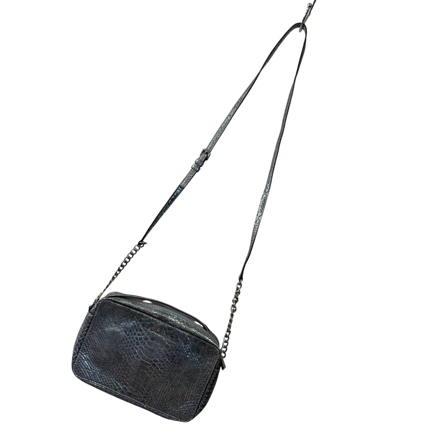 Michael Kors Metallic Snakeskin Crossbody Bag With Adjustable Strap & Chain Detail