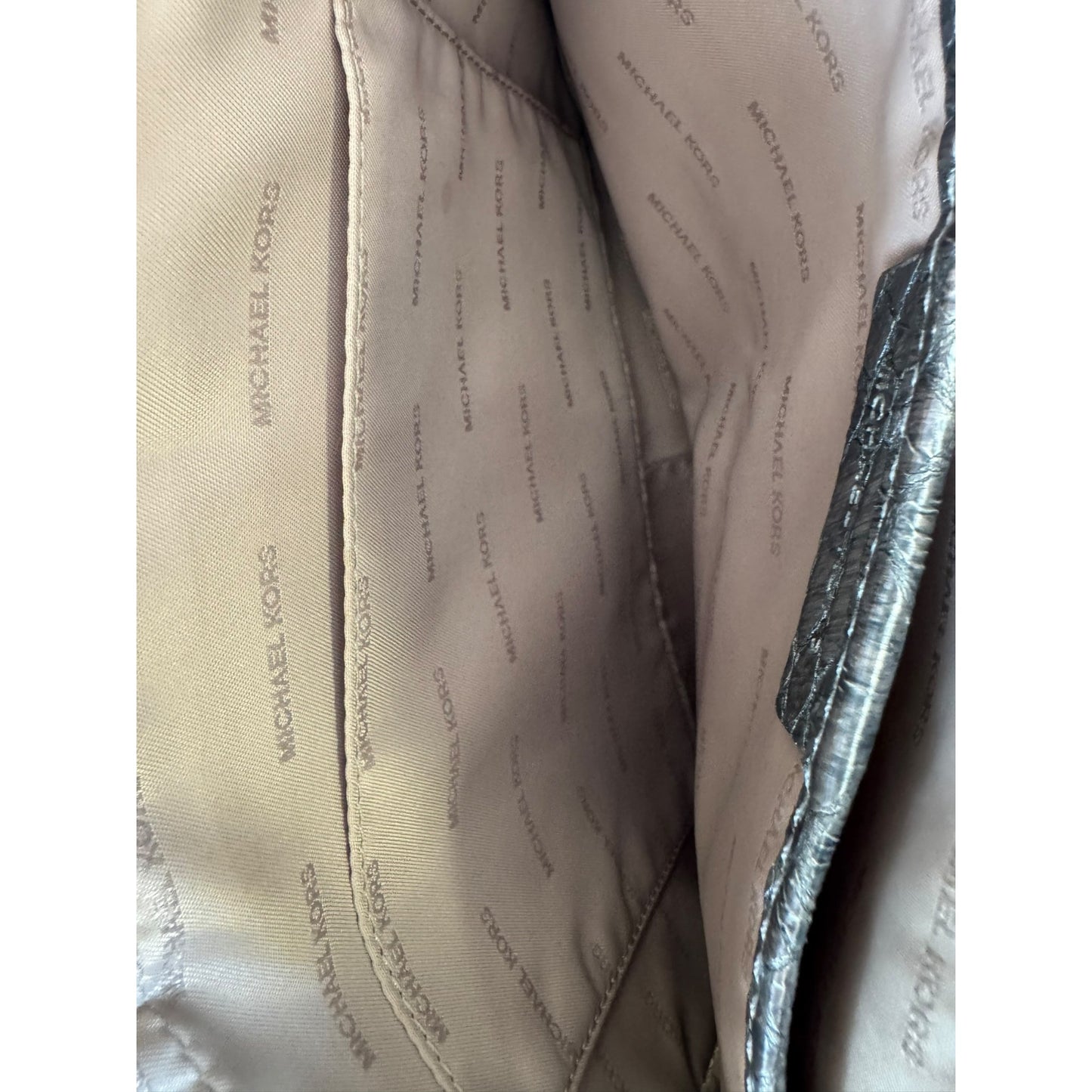 Michael Kors Metallic Snakeskin Crossbody Bag With Adjustable Strap & Chain Detail