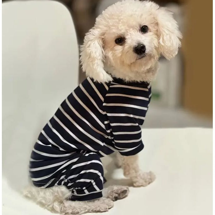 Striped Small Navy Dog Pajamas NWOT