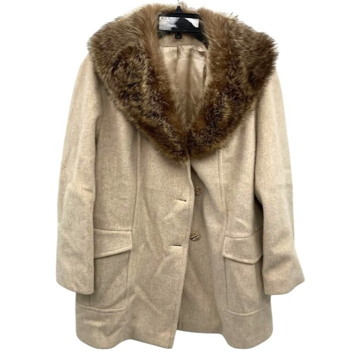 Vintage Noble Fashions Cream Coat W/ Faux Fur Collar Size 22 Inch Chest