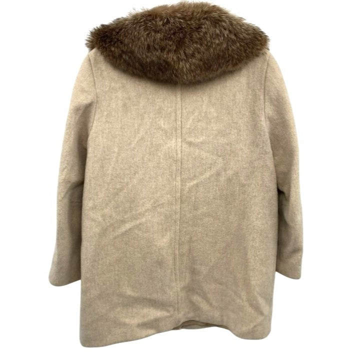 Vintage Noble Fashions Cream Coat W/ Faux Fur Collar Size 22 Inch Chest