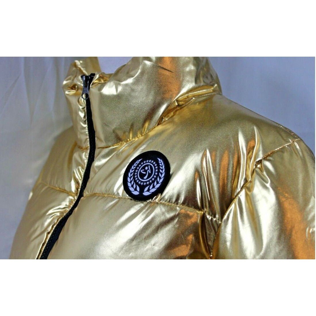 Zumba Gold Metallic Puffer Jacket With Logo Unisex Full Zip Lightweight Size XS