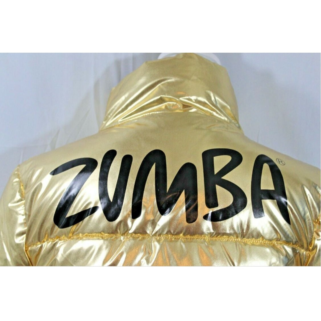 Zumba Gold Metallic Puffer Jacket With Logo Unisex Full Zip Lightweight Size XS