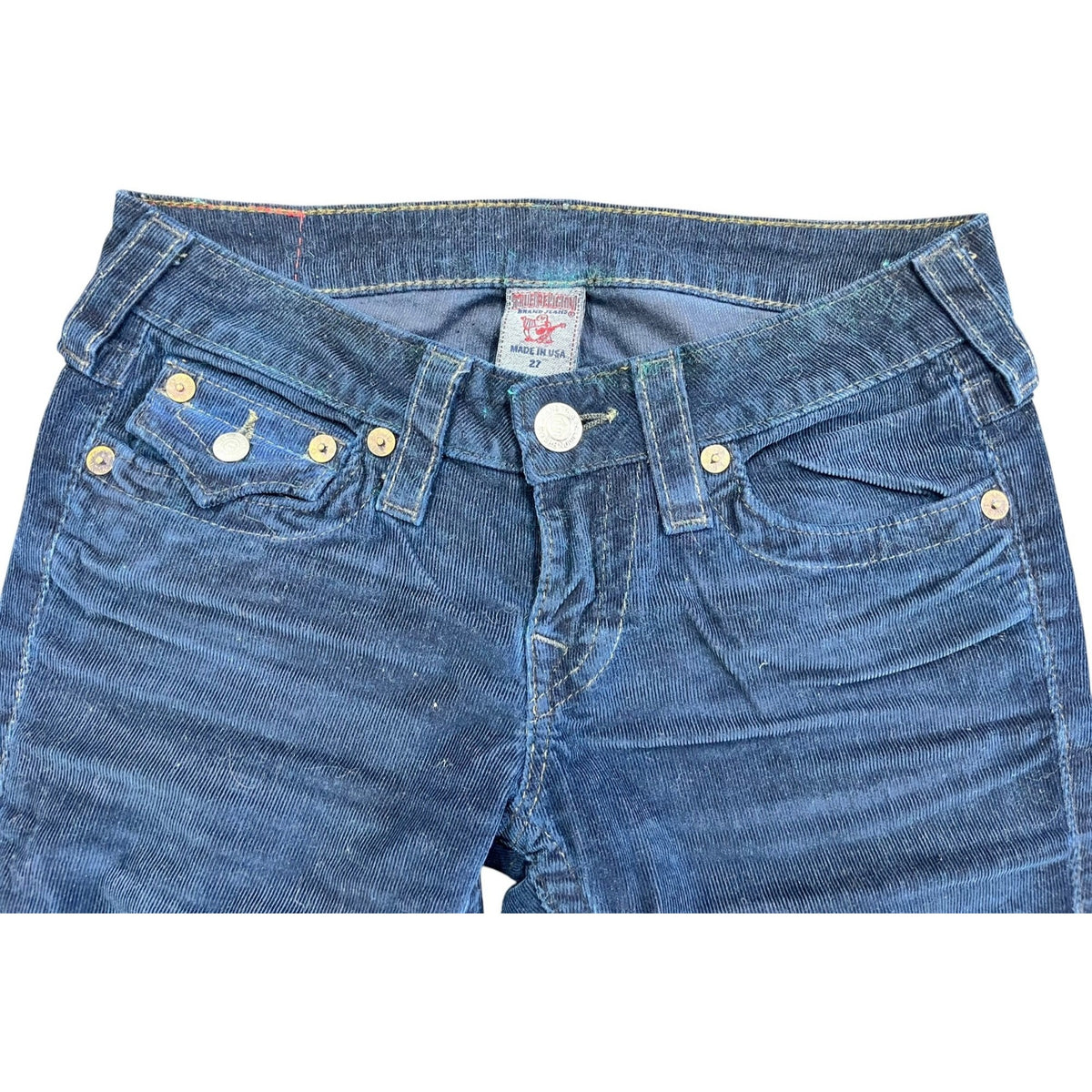 True Religion Women's Blue Corduroy Jeans Size 27