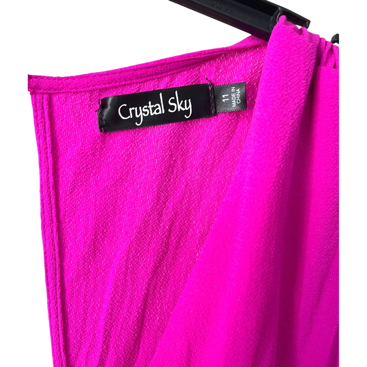 Crystal Sky Women's Fuchsia Sleeveless Jumpsuit With Rhinestone Waist Size 11