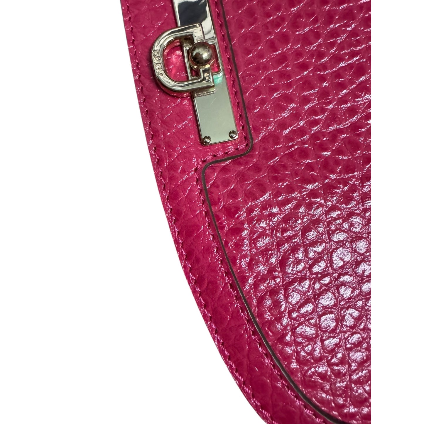 DKNY Pink Leather & Monogram Canvas Clutch Purse