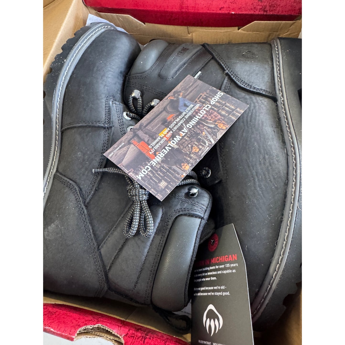 Wolverine Men's Black Waterproof Leather Work Boots Size 11.5 NIB