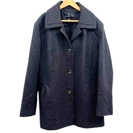 London Fog Charcoal Gray Wool Blend Button Front Coat XXL